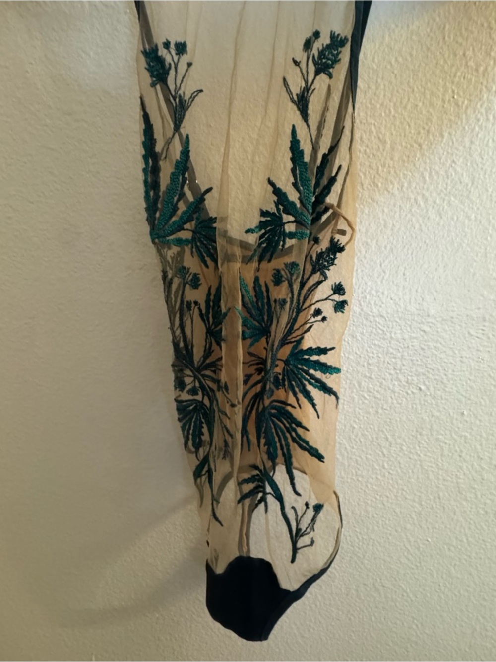 Thistle and Spire Teal Floral Embroidered Sheer Bodysuit - Picture 5 of 5